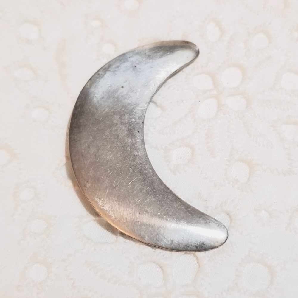 VTG Jewelart signed Sterling Crescent Moon Large Brooch